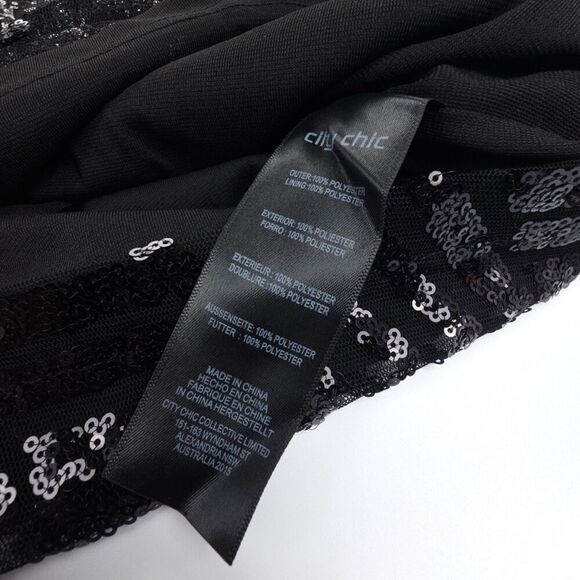 NWT City Chic Bright Lights Dress Sequin Embellished Geometric Black Plus 14 - Picture 6 of 8